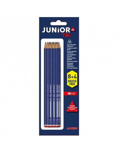 Blíster 8 lápices de grafito Junior triangular + 4 GRATIS