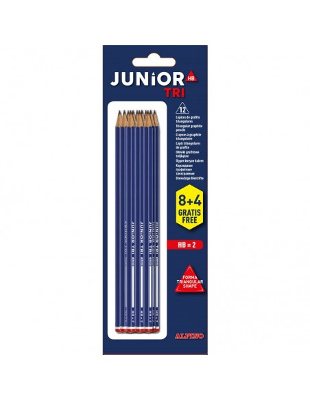 Blíster 8 lápices de grafito Junior triangular + 4 GRATIS
