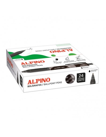 Caja 24 bolígrafos Alpino Dot unicolor negro