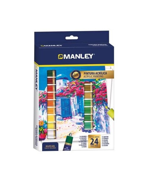 Estuche Pintura Acrilica 24 colores x 12ml Manley