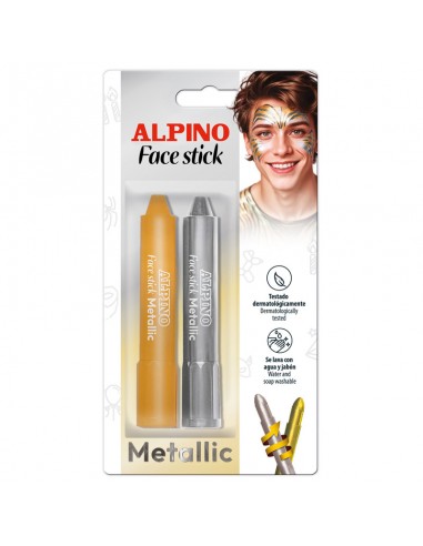 Face stick colores metálicos oro y plata