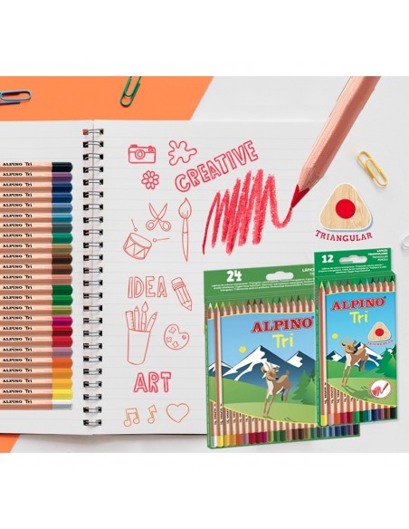 Estuche 24 Lápices de Colores Triangulares Alpino Tri