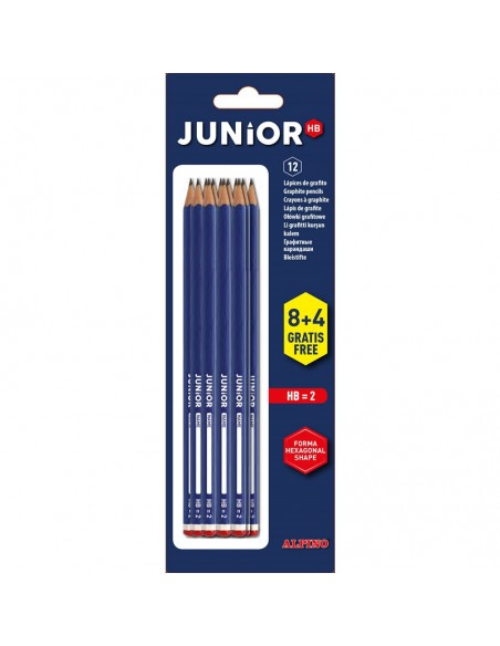 Blíster 8+4 Lápices de Grafito Junior HB con Cabecilla