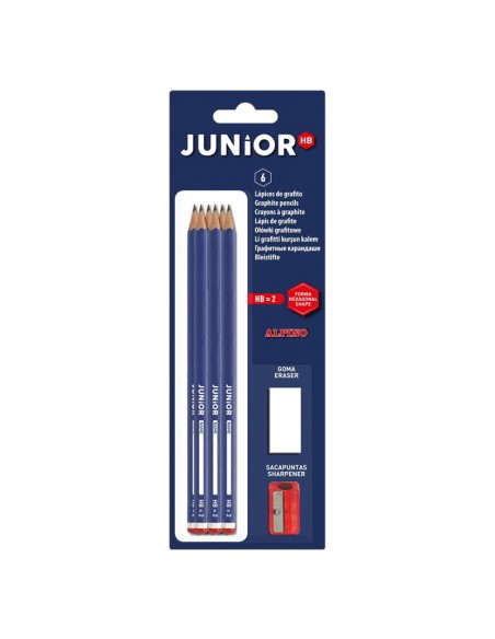 Blíster 6 Lápices de Grafito Junior + Accesorios