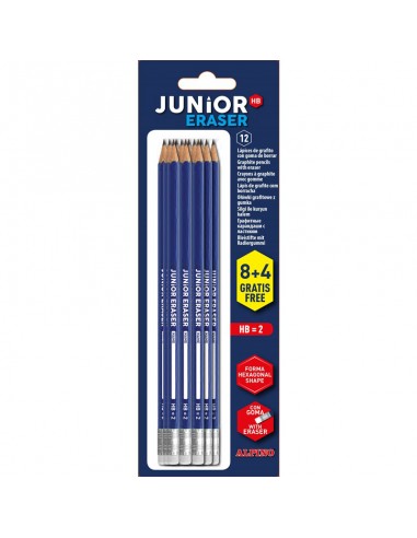 Blíster de 8 lápices Alpino Junior con goma +  4 GRATIS