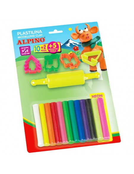Blíster de 10+2 rollitos de plastilina Alpino