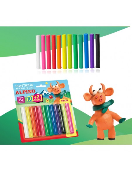 Blíster de 10+2 rollitos de plastilina Alpino